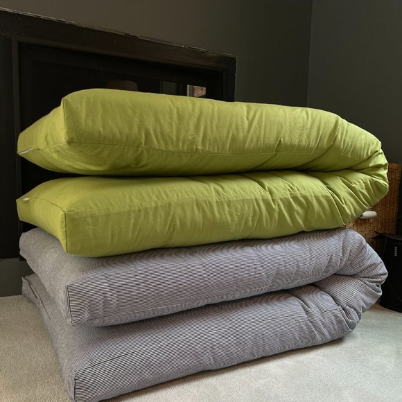 Futon cover OLIVE 100% cotton washed zipper closure  30 x 75 x 5" Canada crafted - Picture 2 of 2